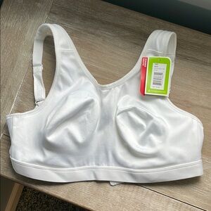 Moving Comfort White Bra with Molded Cups and Wide Straps